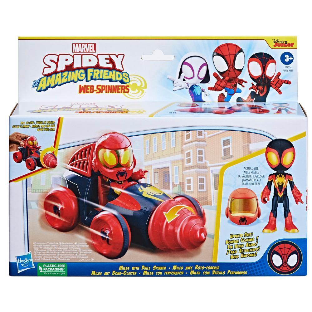 Marvel Spidey and His Amazing Friends Web-Spinners Miles with Drill Spinner Toy Car product thumbnail 1