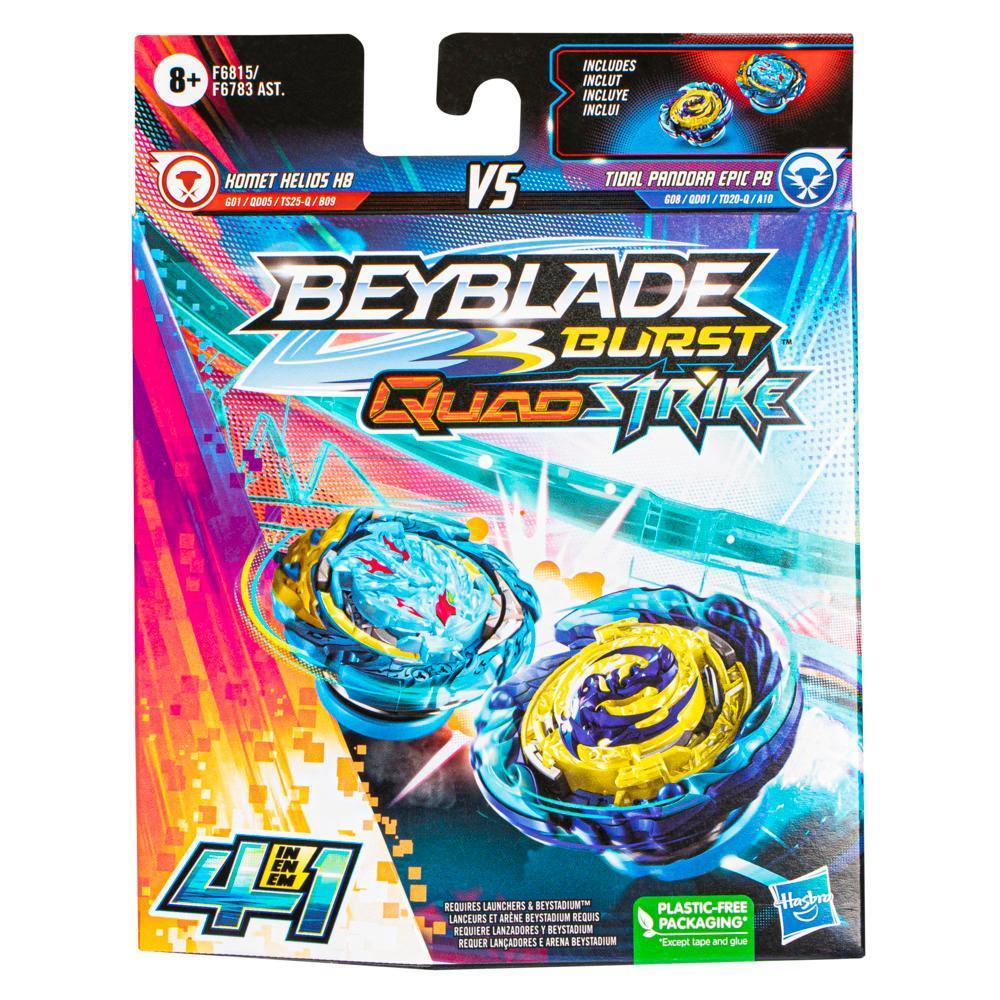 Beyblade Burst QuadStrike Komet Helios H8 and Tidal Pandora Epic P8 Dual Pack, Battling Game Toy product thumbnail 1