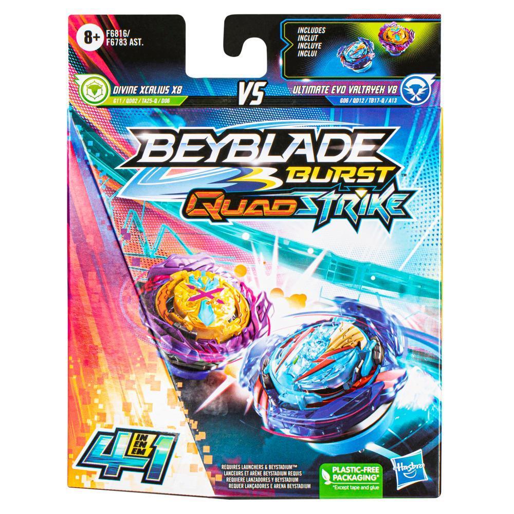 Beyblade Burst QuadStrike Ultimate Evo Valtryek V8 and Divine Xcalius X8 Dual Pack, Battling Game Toy product thumbnail 1