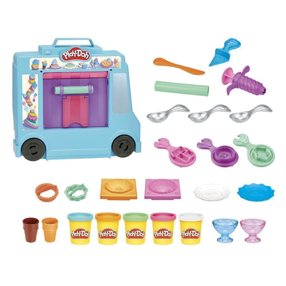 Play-Doh Ice Cream Truck Playset for Kids 3 Years and Up with 20 Tools, 5 Modeling Compound Colors product thumbnail 1