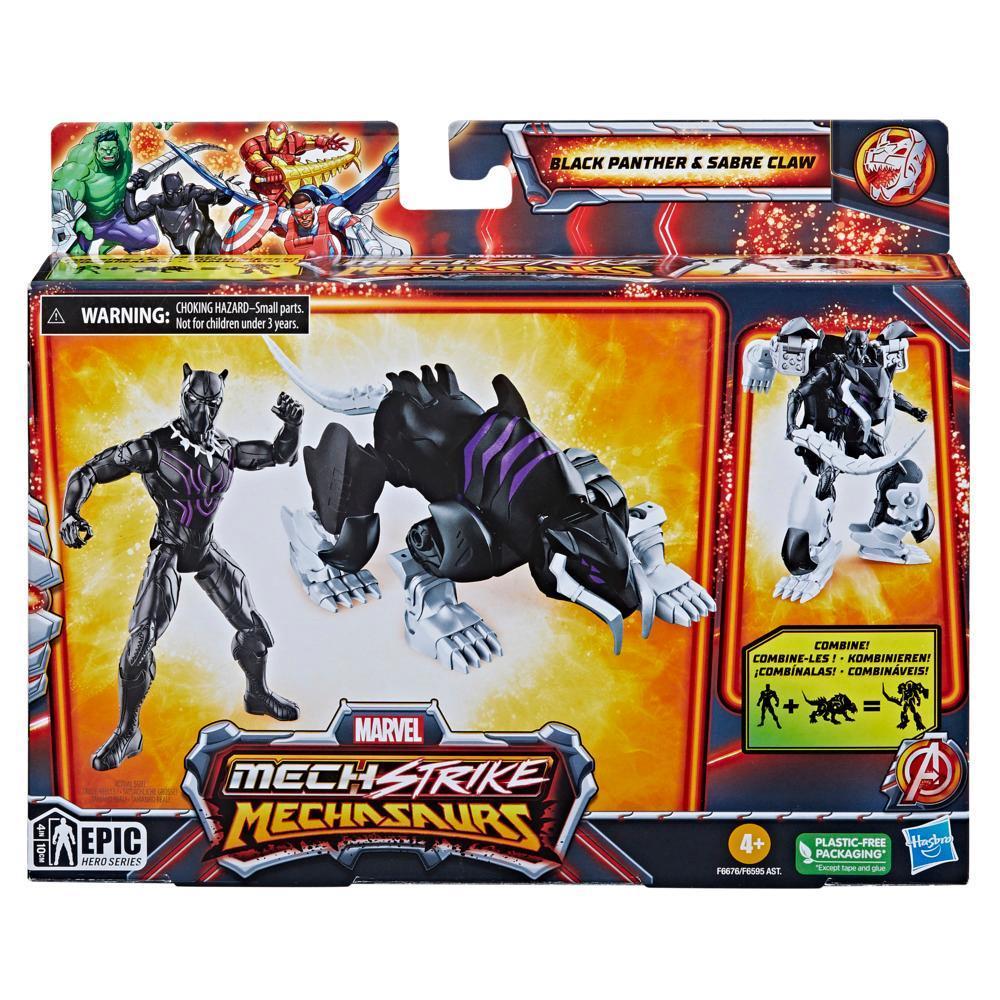 Marvel Mech Strike Mechasaurs Black Panther (4”) with Sabre Claw Mechasaur Action Figures product thumbnail 1