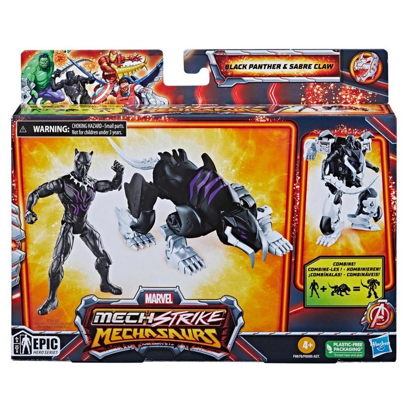 Marvel Mech Strike Mechasaurs Black Panther (4”) with Sabre Claw Mechasaur Action Figures product image 1