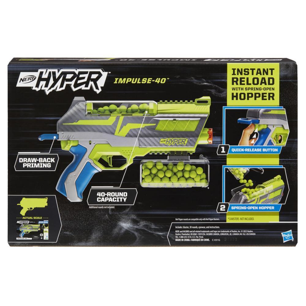 Nerf Hyper Impulse-40 Blaster, 30 Nerf Hyper Rounds, Spring-Open Hopper, Up To 110 FPS Velocity, Eyewear Included product thumbnail 1