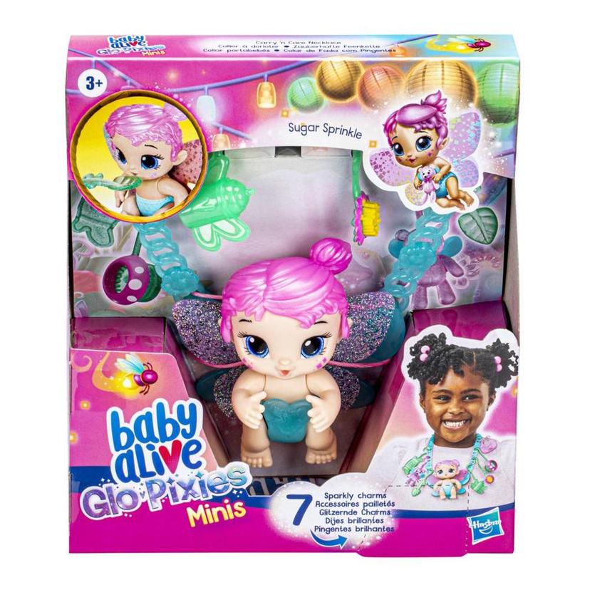 Baby Alive Glo Pixies Minis Carry ‘n Care Necklace, Sugar Sprinkle, 3.75-Inch Pixie Toy, Charm Necklace and Doll Carrier product image 1