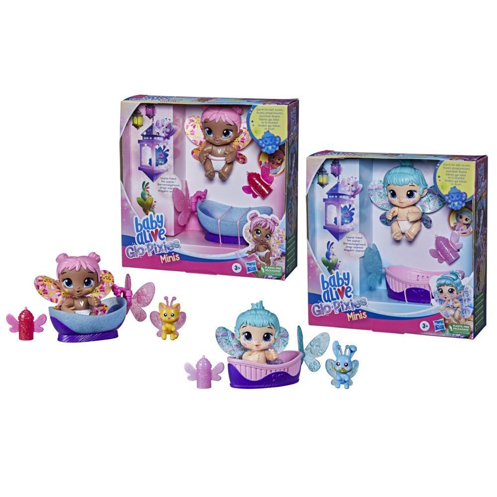 Baby Alive Glo Pixies Minis 2-Pack, Bubble Sunny and Aqua Flutter, Glow-In-The-Dark Pixie Doll Toy for Kids 3 and Up product thumbnail 1