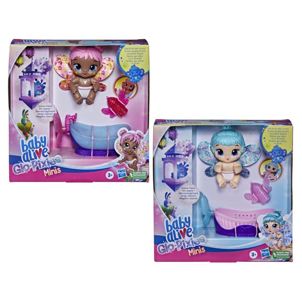 Baby Alive Glo Pixies Minis 2-Pack, Bubble Sunny and Aqua Flutter, Glow-In-The-Dark Pixie Doll Toy for Kids 3 and Up product thumbnail 1