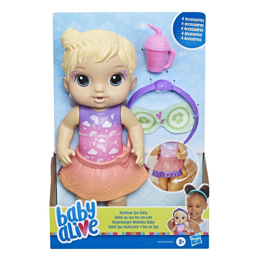 Baby Alive Rainbow Spa Baby Doll, 10-Inch Spa-Themed Toy for Kids Ages 3 and Up, Doll Eye Mask and Bottle, Blonde Hair product thumbnail 1