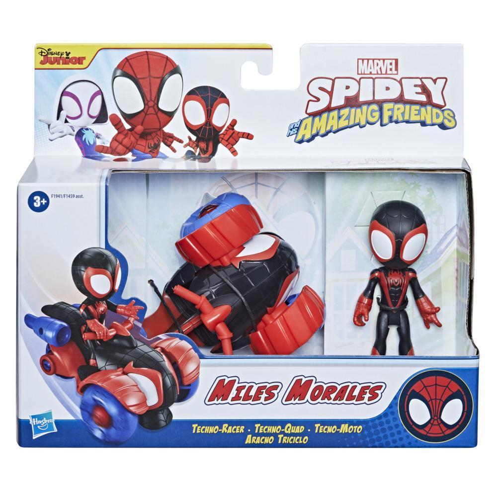 Marvel Spidey and His Amazing Friends Miles Morales Action Figure And Techno-Racer Vehicle, For Kids Ages 3 And Up product thumbnail 1