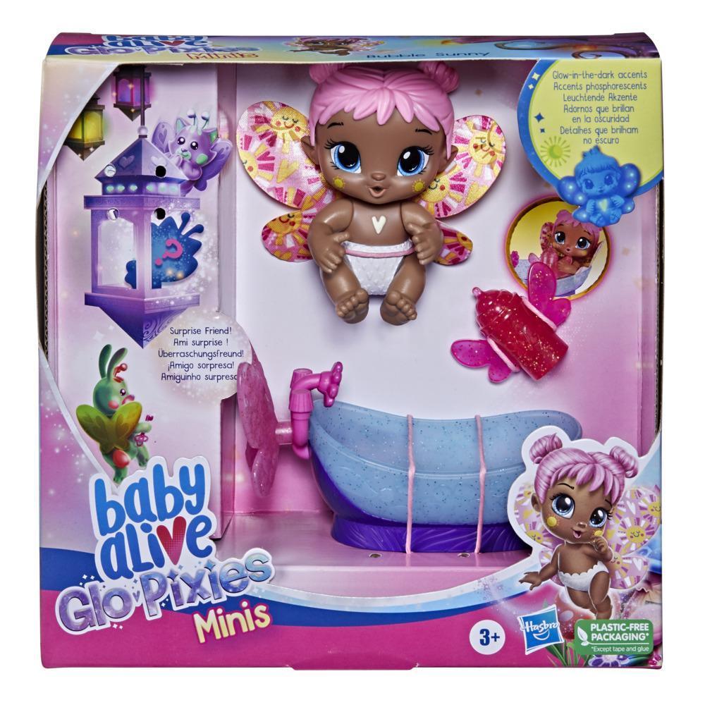 Baby Alive GloPixies Minis Doll, Bubble Sunny, Glow-In-The-Dark 3.75-Inch Pixie Toy with Surprise Friend, Kids 3 and Up product thumbnail 1