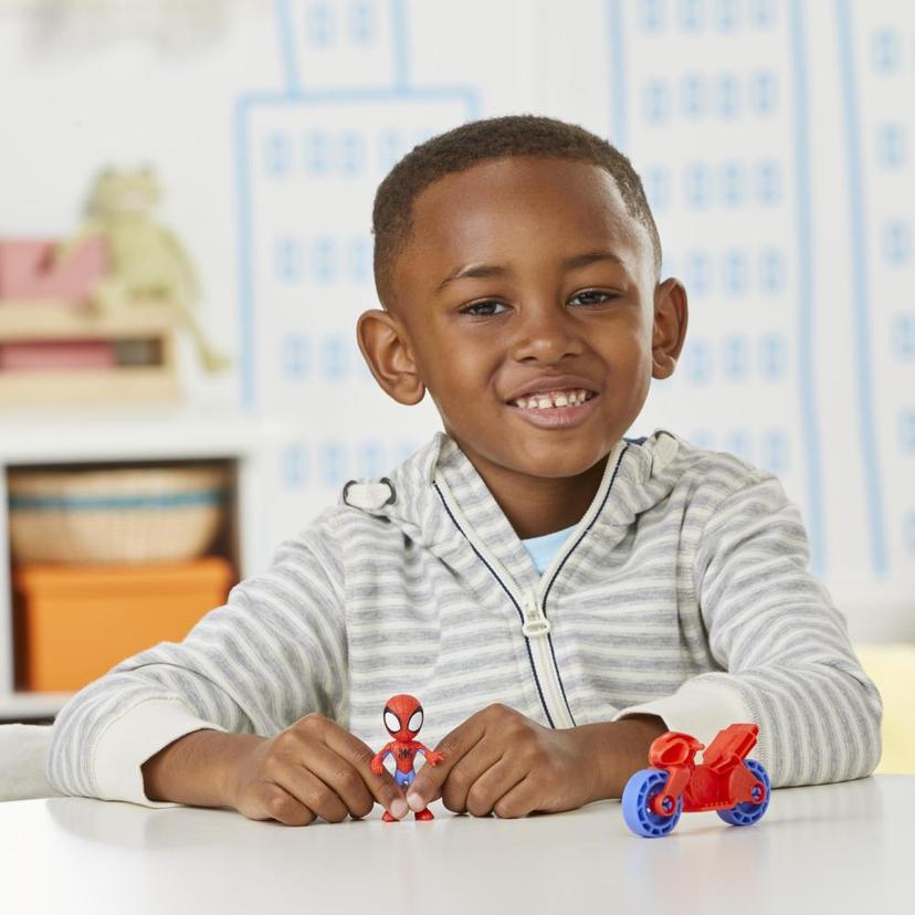 Marvel Spidey and His Amazing Friends Miles Morales: Spider-Man Figure with Motorcycle Preschool Toy, Ages 3 and Up product image 1