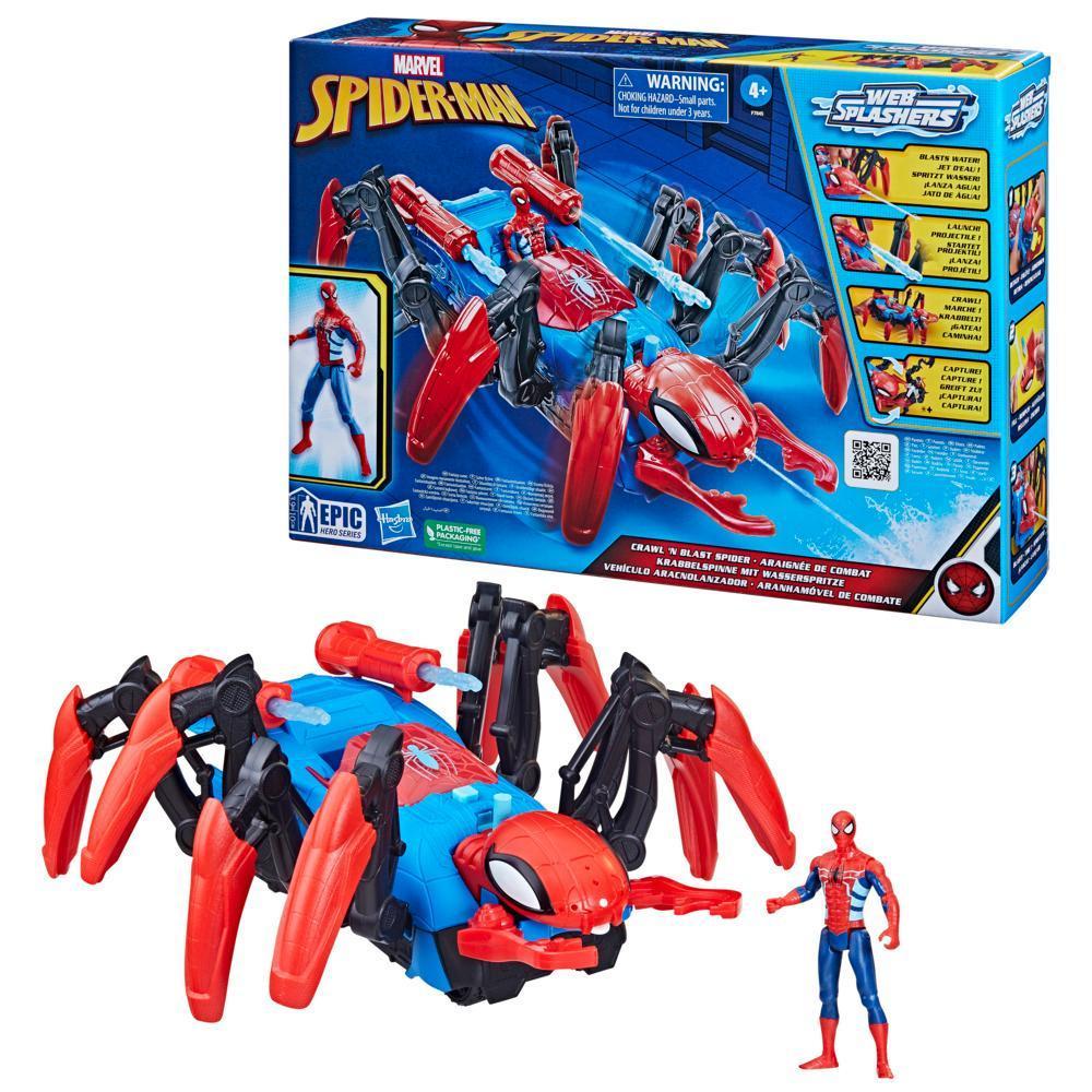 Marvel Spider-Man Crawl 'N Blast Spider with Action Figure, 2-In-1 Blast Feature, Toy Cars product thumbnail 1