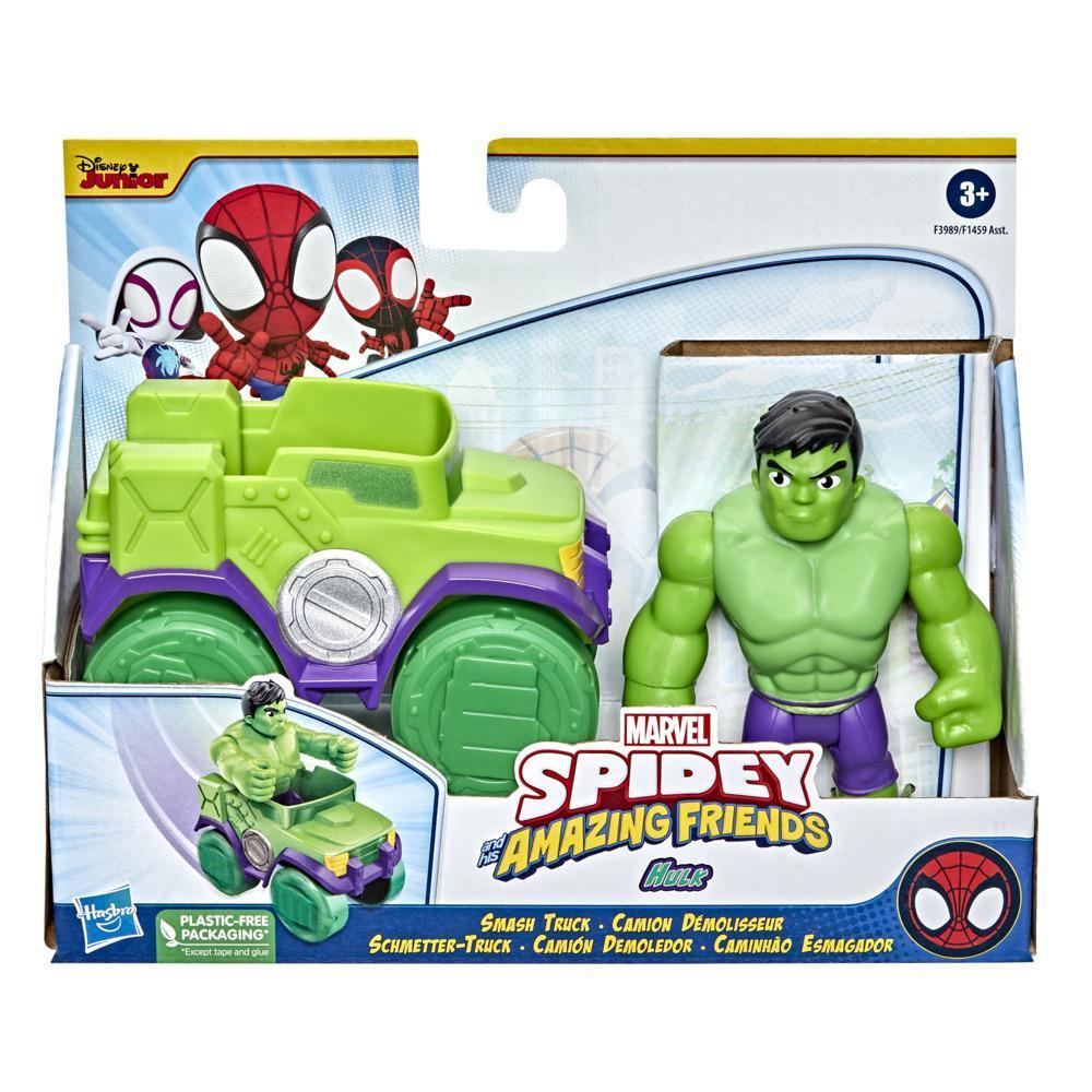 Marvel Spidey and His Amazing Friends Hulk Action Figure and Smash Truck Vehicle, Preschool Toy for Kids Ages 3 And Up product thumbnail 1