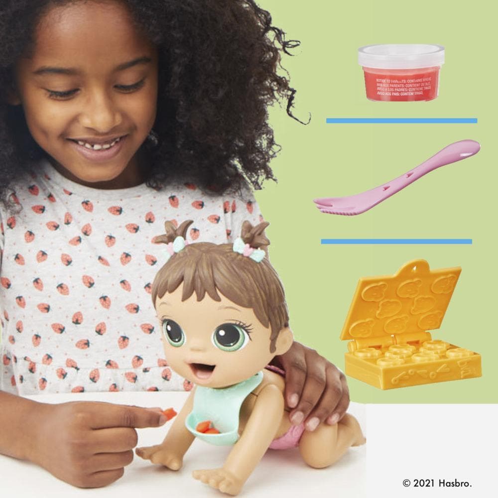 Baby Alive Lil Snacks Doll, Eats and "Poops," 8-inch Baby Doll with Snack Mold, Toy for Kids Ages 3 and Up, Brown Hair product image 1