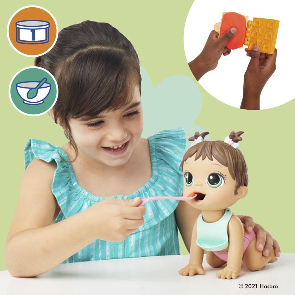 Baby Alive Lil Snacks Doll, Eats and "Poops," 8-inch Baby Doll with Snack Mold, Toy for Kids Ages 3 and Up, Brown Hair product thumbnail 1