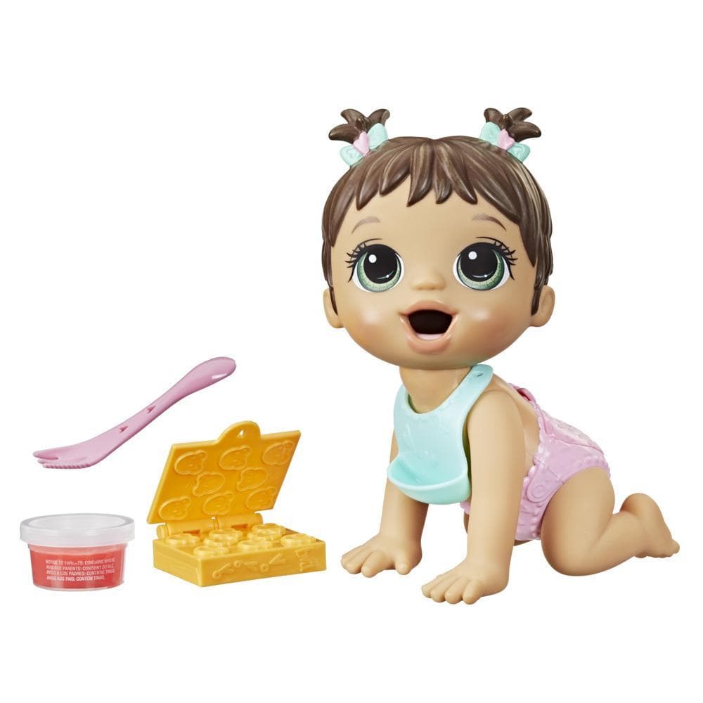 Baby Alive Lil Snacks Doll, Eats and "Poops," 8-inch Baby Doll with Snack Mold, Toy for Kids Ages 3 and Up, Brown Hair product image 1