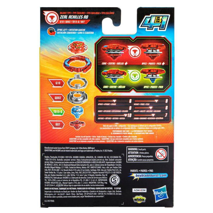 Beyblade Burst QuadStrike Zeal Achilles A8 Starter Pack, Battling Game Toy with Launcher product image 1