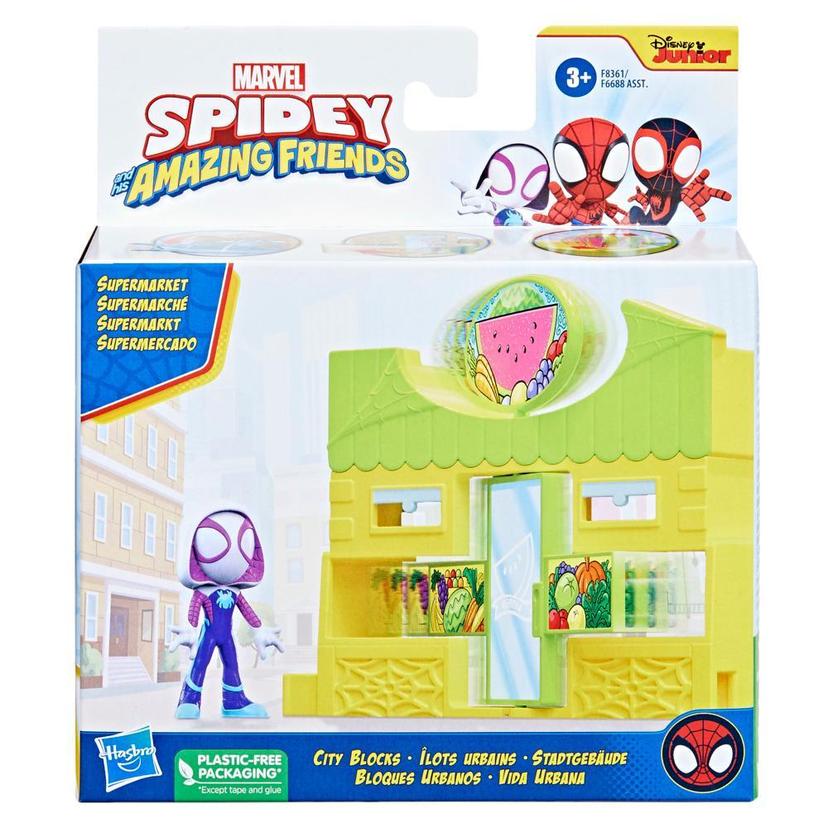 Marvel Spidey and His Amazing Friends City Blocks Ghost Spider Supermarket, Kids Playset product image 1