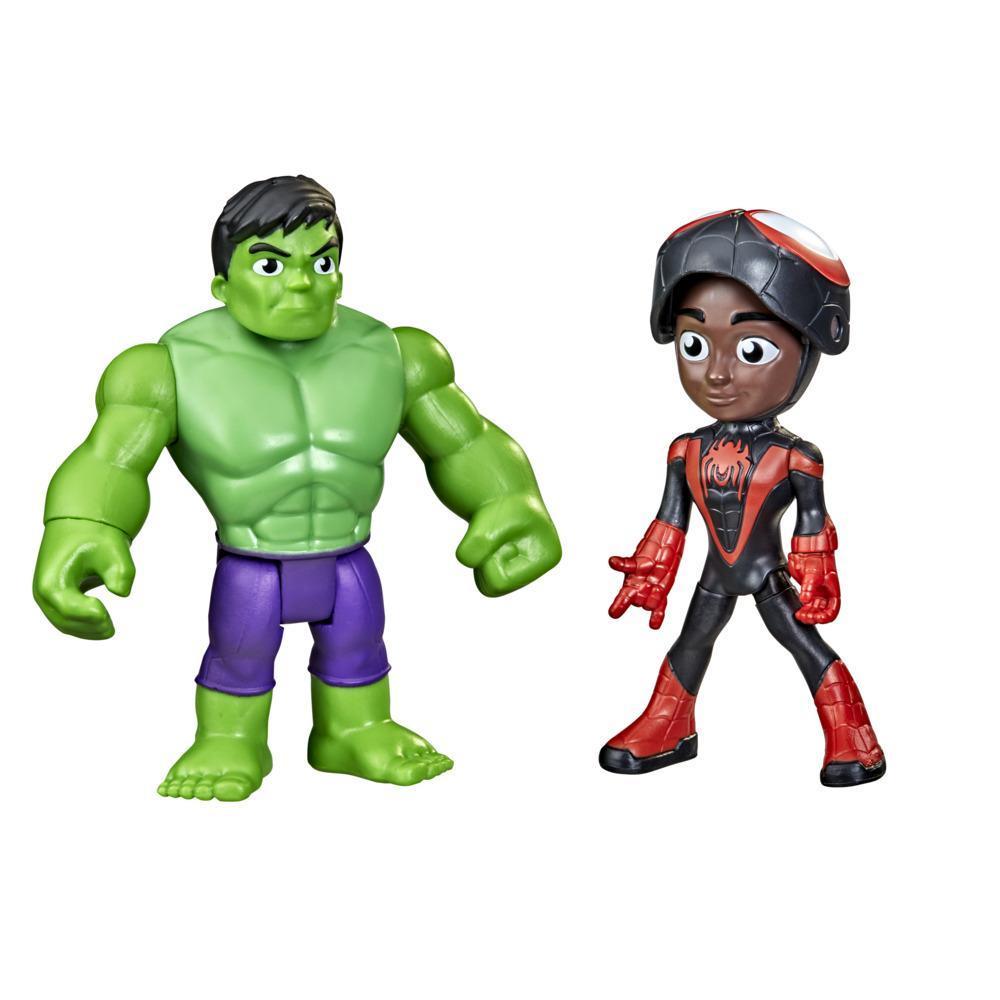 Marvel Spidey and His Amazing Friends Hero Reveal Figure 2-Pack, Mask Flip Feature, Miles Morales: Spider-Man and Hulk, 3 And Up product thumbnail 1