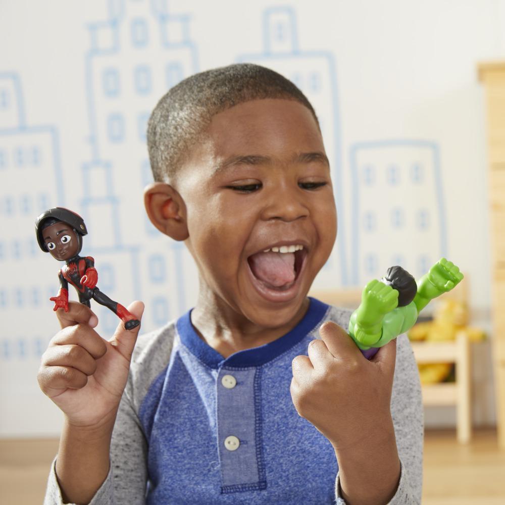 Marvel Spidey and His Amazing Friends Hero Reveal Figure 2-Pack, Mask Flip Feature, Miles Morales: Spider-Man and Hulk, 3 And Up product thumbnail 1