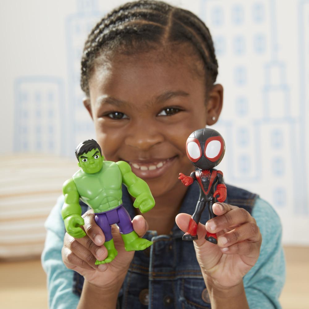 Marvel Spidey and His Amazing Friends Hero Reveal Figure 2-Pack, Mask Flip Feature, Miles Morales: Spider-Man and Hulk, 3 And Up product thumbnail 1