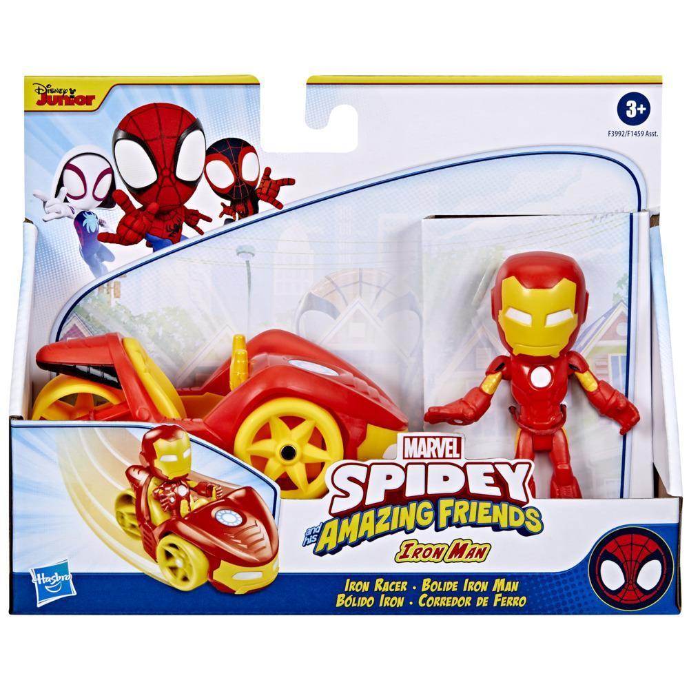 Marvel Spidey and His Amazing Friends Iron Man Action Figure and Iron Racer Vehicle, Iron Man Toy for Kids Ages 3 and Up product image 1