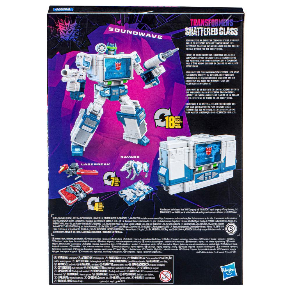 Transformers Generations Shattered Glass Collection Voyager Class Soundwave, Laserbeak, and Ravage, Age 8 and Up, 7-inch product thumbnail 1