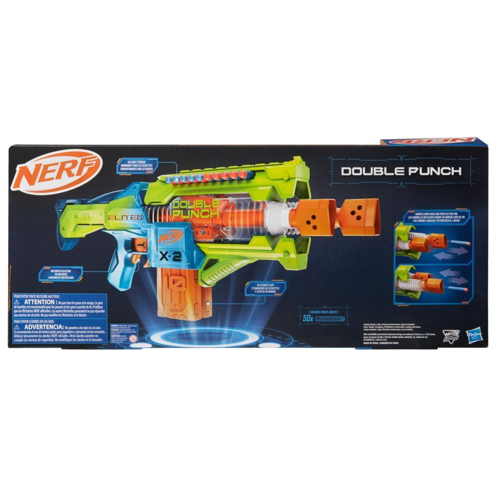 Nerf Elite 2.0 Double Punch Dart Blaster, 50 Nerf Elite Darts, 2x 10-Dart Clips, Motorized Nerf Blaster, Ages 8+ product thumbnail 1