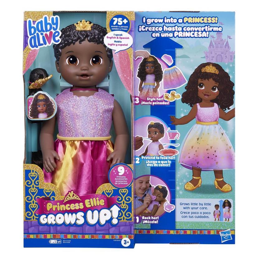Baby Alive Princess Ellie Grows Up! Doll, 18-Inch Growing Talking Baby Doll  Toy for Kids Ages 3 and Up, Black Hair - Baby Alive