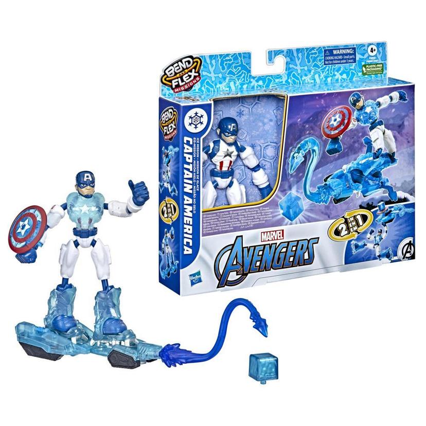 Marvel Avengers Bend and Flex Missions Captain America Ice Mission Figure,  6-Inch-Scale Bendable Toy for Ages 4 and Up - Marvel