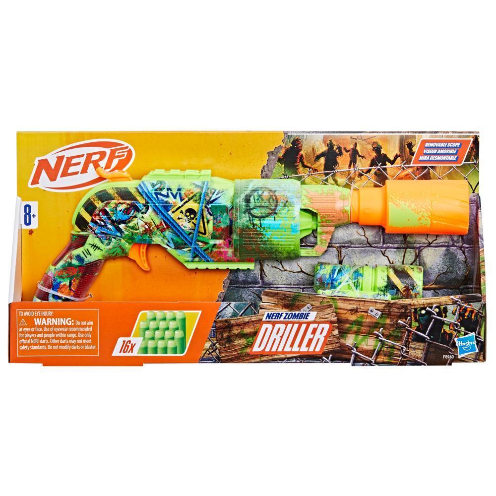 Nerf Zombie Driller Dart Blaster, 16 Nerf Elite Darts, Outdoor Games, Ages 8+ product thumbnail 1