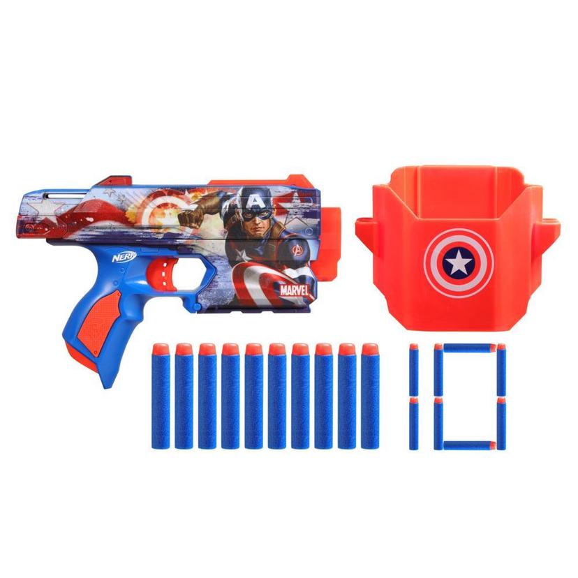 Nerf Marvel Captain America Blaster, 10 Nerf Elite Darts, Holster, Gifts for 8 Year Old Boys & Girls & Up product image 1