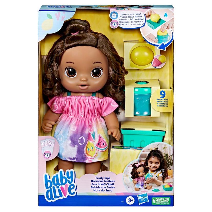 Baby Alive Fruity Sips Doll, Lemon, Pretend Juicer Baby Doll Set, Kids 3 and Up, Brown Hair product image 1