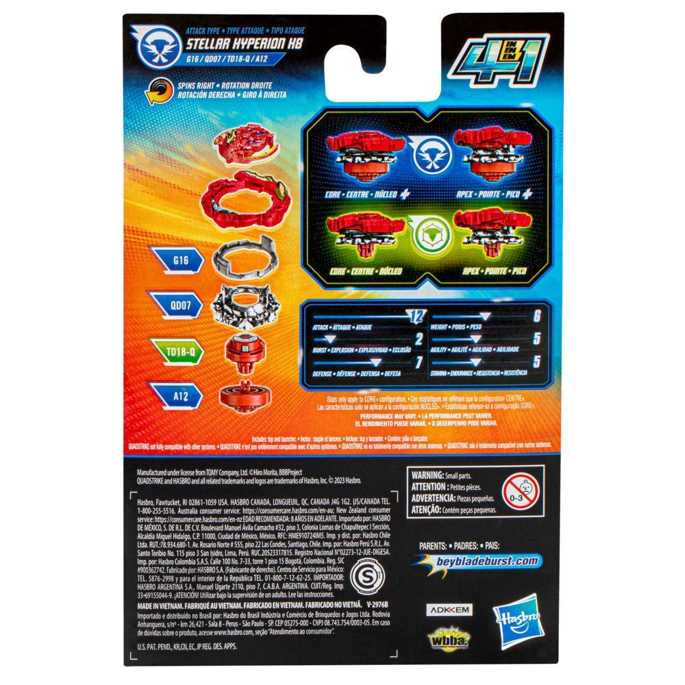 Beyblade Burst QuadStrike Stellar Hyperion H8 Starter Pack Battling Game Toy with Launcher product thumbnail 1