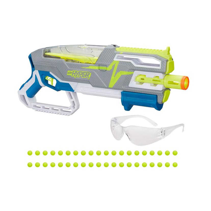 NERF Hyper Rush-40 Pump-Action Blaster, 30 Hyper Rounds, Eyewear, Up to 110  FPS Velocity, Easy Reload, Holds Up to 40 Rounds