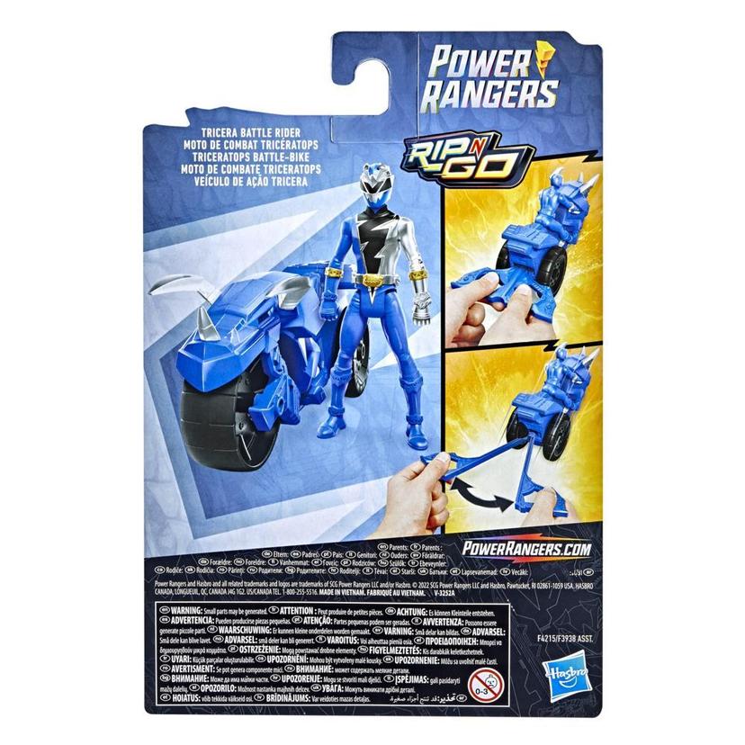 Power Rangers Dino Fury - Rip N Go - Moto de combate triceratops y Dino Fury Blue Ranger product image 1