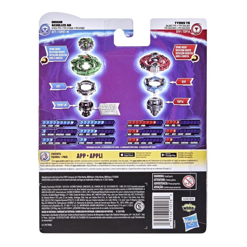 Beyblade Burst Surge Speedstorm - Kit doble - Origin Achilles A6 y Tyros T6 product image 1