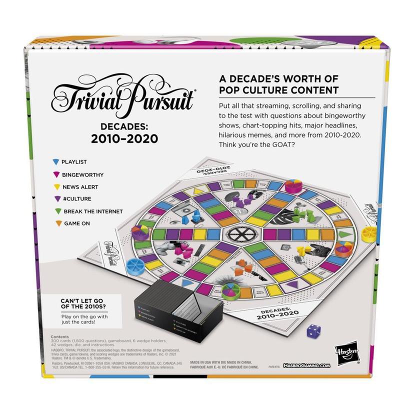 Trivial Pursuit Décennie : 2010-2020, jeu de plateau pour adultes et ados, jeu-questionnaire sur la culture pop, dès 16 ans product image 1