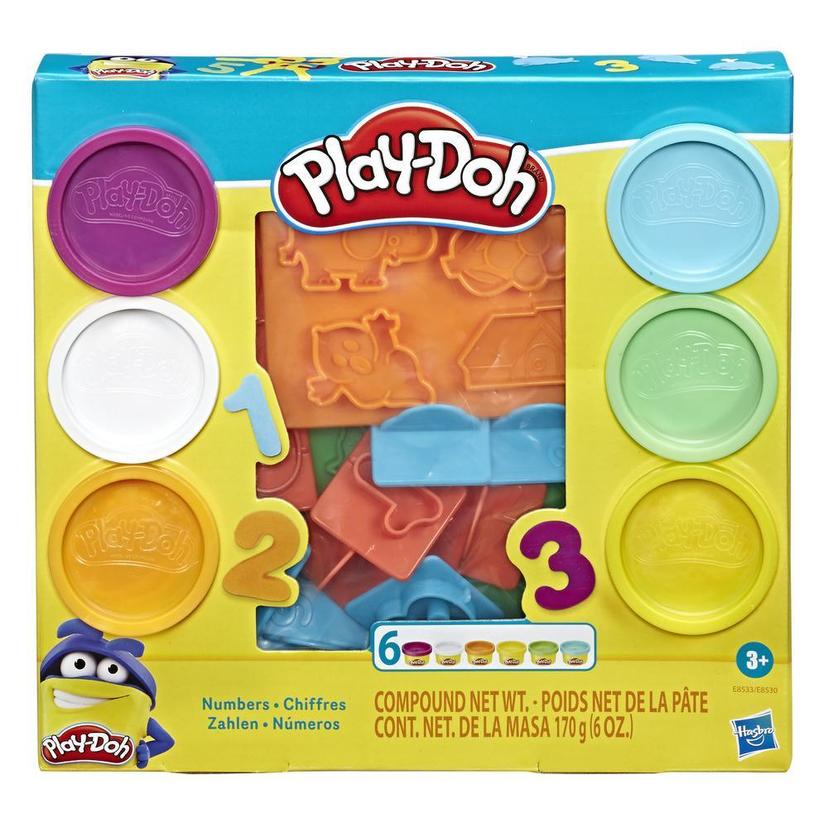 Play-Doh Fondamentaux, tampons chiffrés avec 6 couleurs de pâte atoxique réparties dans des pots de 28 grammes product image 1