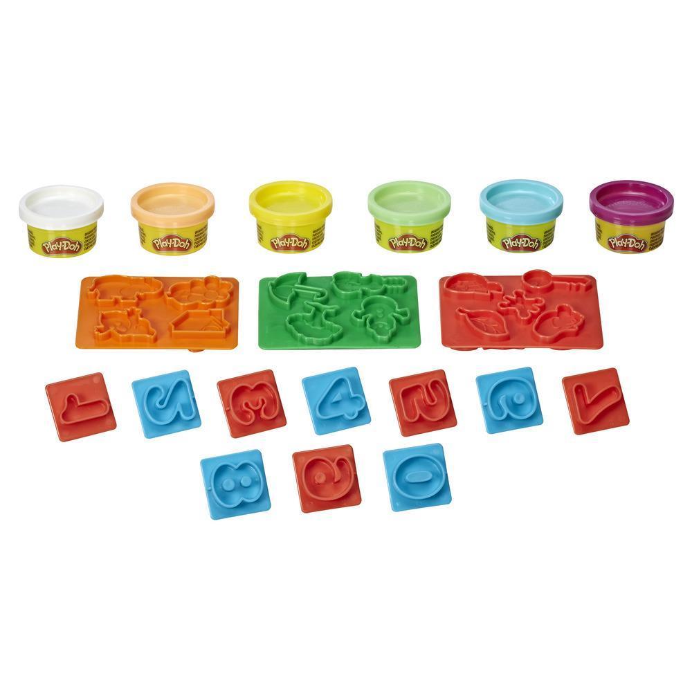 Play-Doh Fondamentaux, tampons chiffrés avec 6 couleurs de pâte atoxique réparties dans des pots de 28 grammes product thumbnail 1