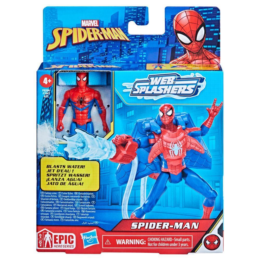 Marvel Spider-Man, figurine Spider-Man Héros aquatique de 10 cm avec accessoire à jet d'eau product thumbnail 1