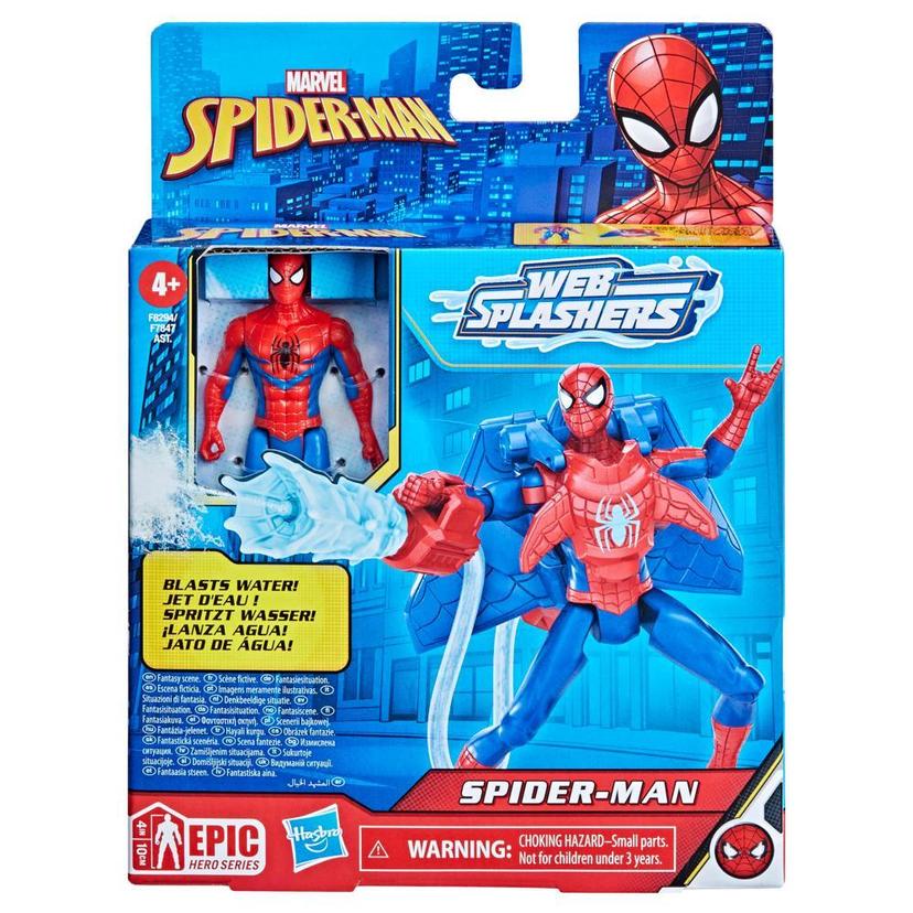 Marvel Spider-Man, figurine Spider-Man Héros aquatique de 10 cm avec accessoire à jet d'eau product image 1