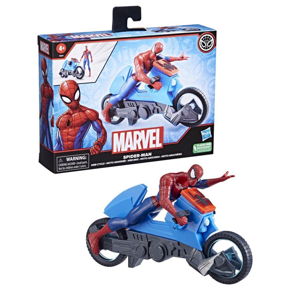 Marvel Spider-Man Moto araignée, véhicule avec figurine de collection Spider-Man de 15 cm, pour enfants à partir de 4 ans product thumbnail 1