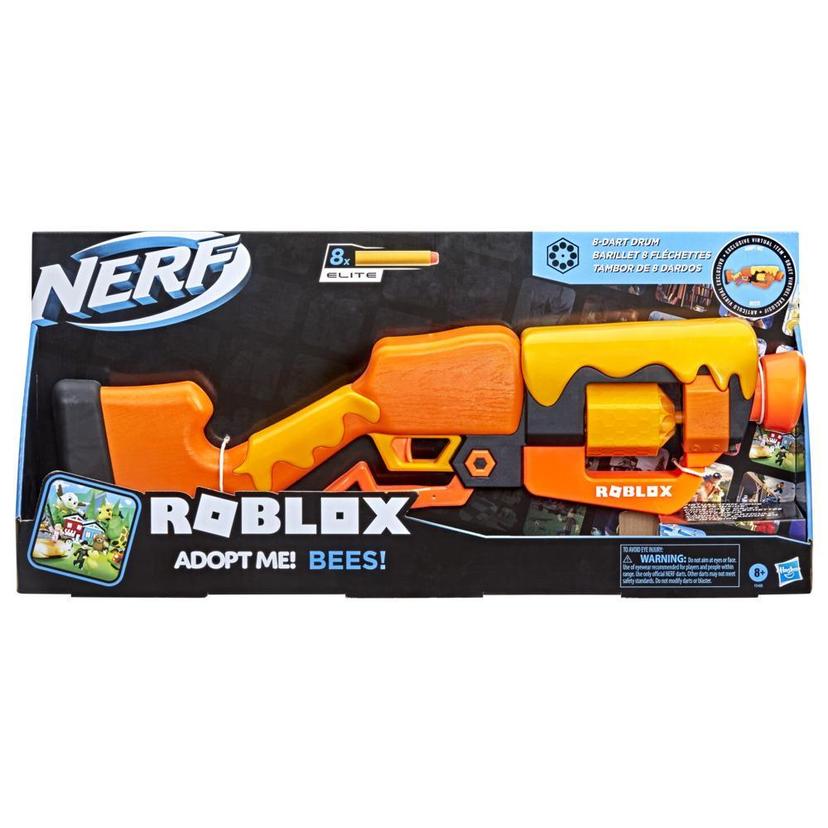 Nerf Roblox Adopt Me!: BEES! blaster à fléchettes avec mécanisme à levier, 8 fléchettes, code pour le jeu product image 1