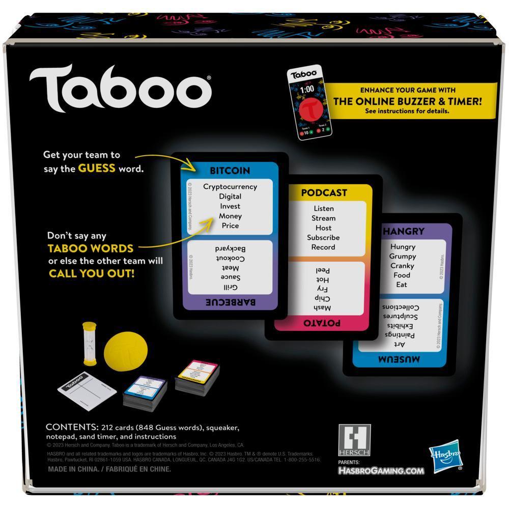 Jeu Taboo classique, jeu de mots à deviner, pour ados et adultes, dès 13 ans, jeu de société pour 4 joueurs et plus product thumbnail 1