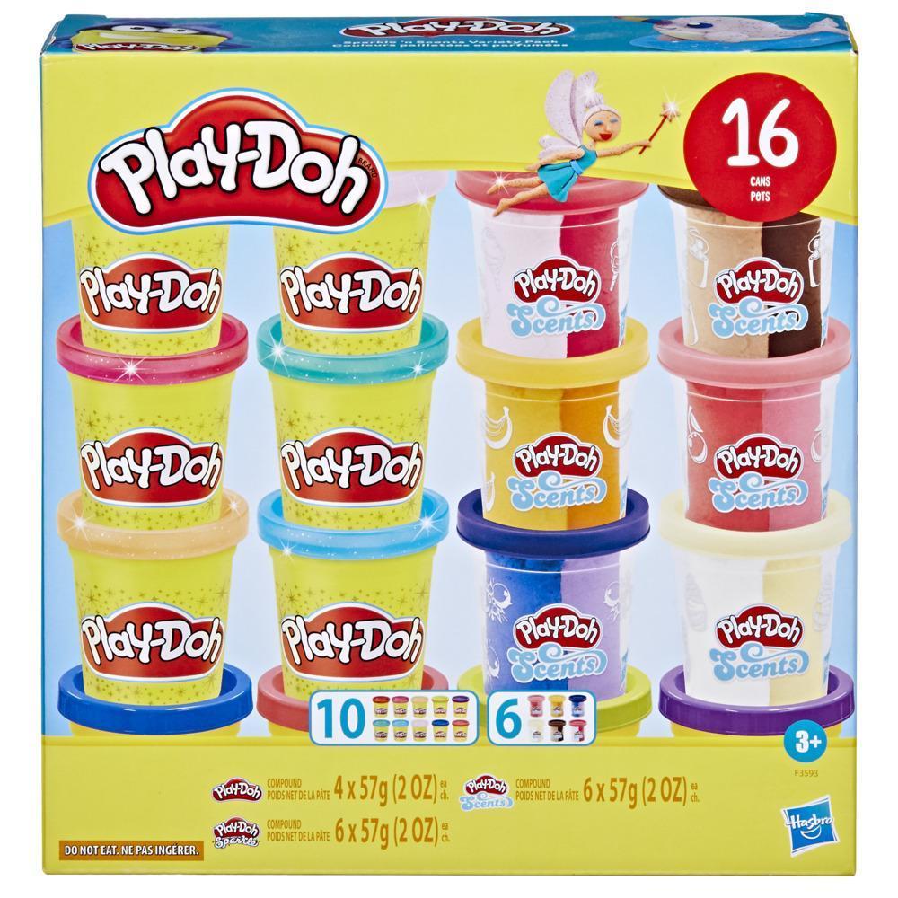Play-Doh, pack de 16 pots de pâte paillette et parfumée product thumbnail 1