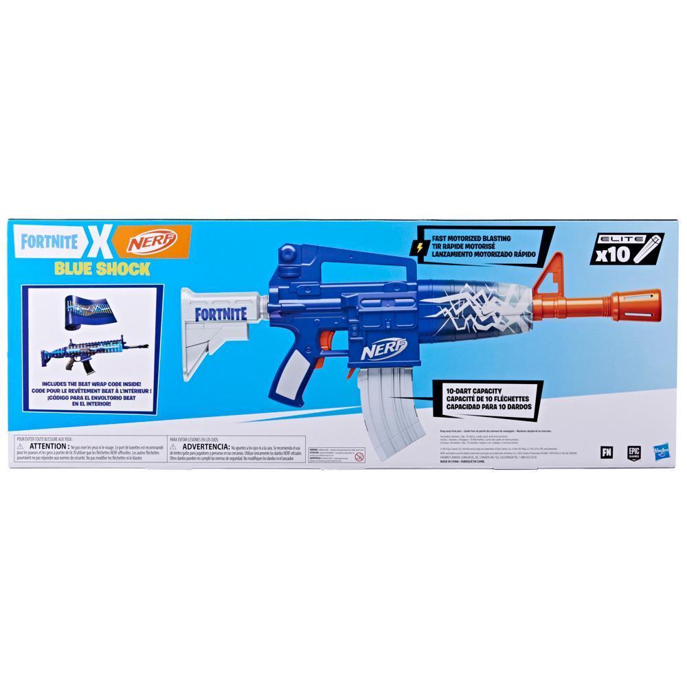 Nerf Fortnite Blue Shock, blaster avec chargeur à 10 fléchettes, 10 fléchettes Nerf Elite et code pour déverrouiller un revêtement product thumbnail 1