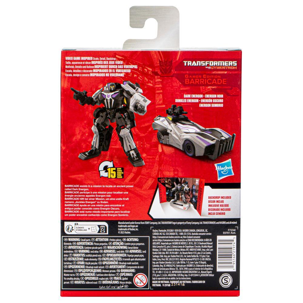 Transformers Studio Series, figurine à conversion 02 Gamer Edition Barricade classe Deluxe de 11 cm product thumbnail 1