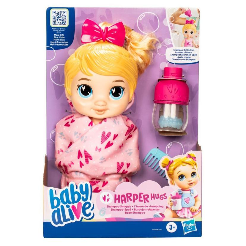 Baby Alive, poupée Harper Hugs L'heure du shampooing, cheveux blonds, jouet de bain product image 1