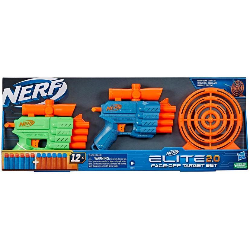 Nerf Elite 2.0 Face Off Target Set, inclut 2 blasters à fléchette en mousse, cible et 12 fléchettes Nerf Elite product image 1