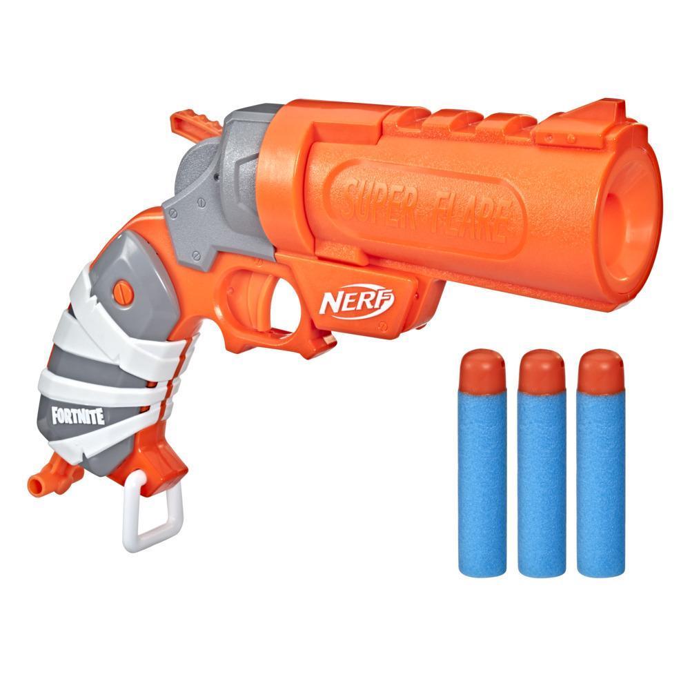 Nerf Fortnite, blaster à fléchette Flare, s'ouvre pour charger, inclut 3 fléchettes Nerf Mega qui sifflent en volant product thumbnail 1